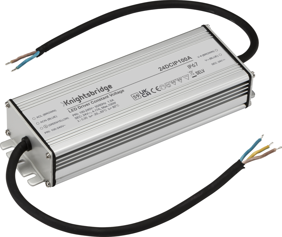 24V IP67 100W DC LED Driver - Constant Voltage