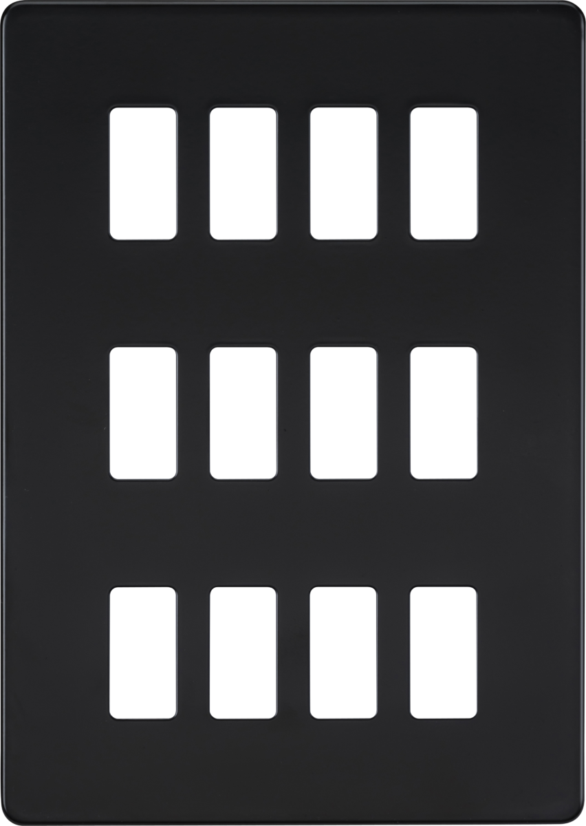 Screwless 12G grid faceplate - matt black