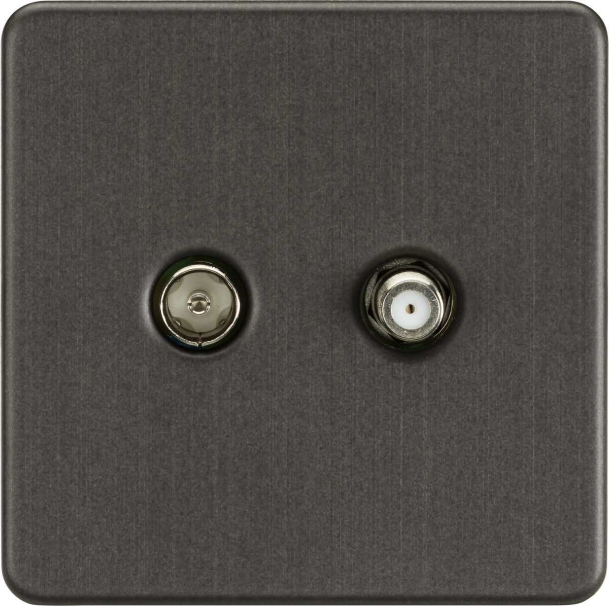 Screwless TV & SAT TV Outlet (Isolated) - Smoked Bronze