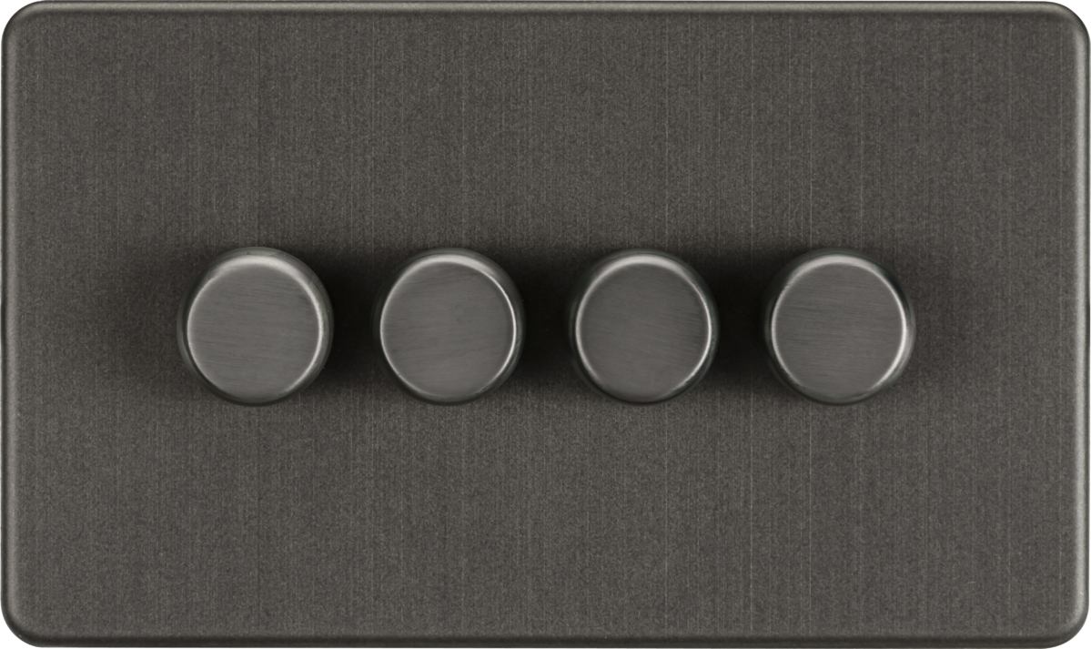 Screwless 4G 2-way 10-200W (5-150W LED) trailing edge dimmer - Smoked Bronze