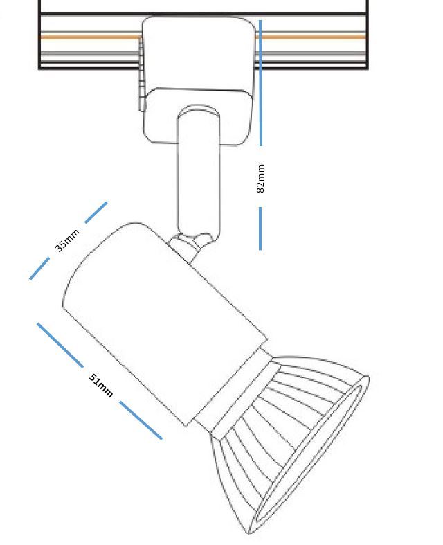 ML Accessories-TRKSP2W 230V GU10 Track Spotlight 50W max. - White