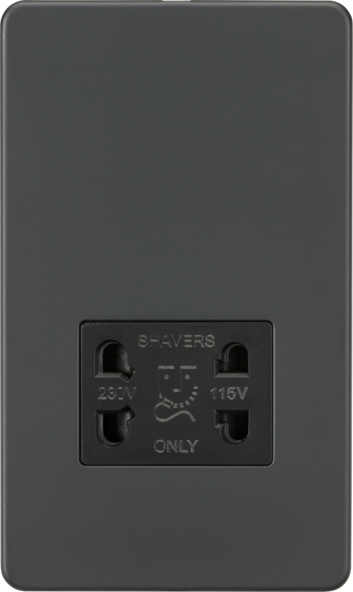 Screwless 115V/230V Dual Voltage Shaver Socket - Anthracite