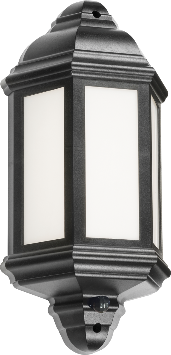 230V IP54 LED Half Wall Lantern with Photocell Sensor - Black
