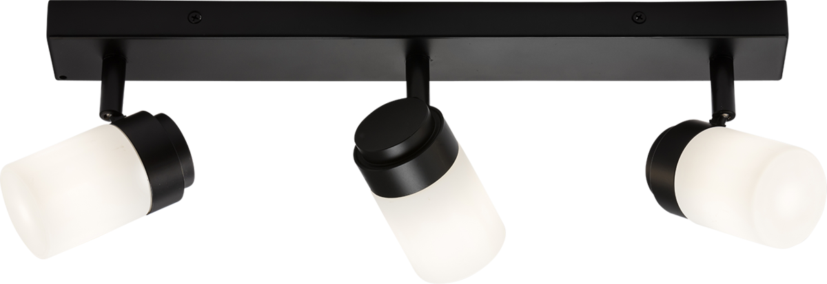 230V IP44 G9 Triple Bar Spotlight with Frosted Glass - Matt Black