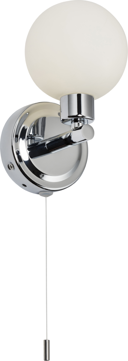 230V IP44 G9 Single Wall light with Round Frosted Glass - Chrome