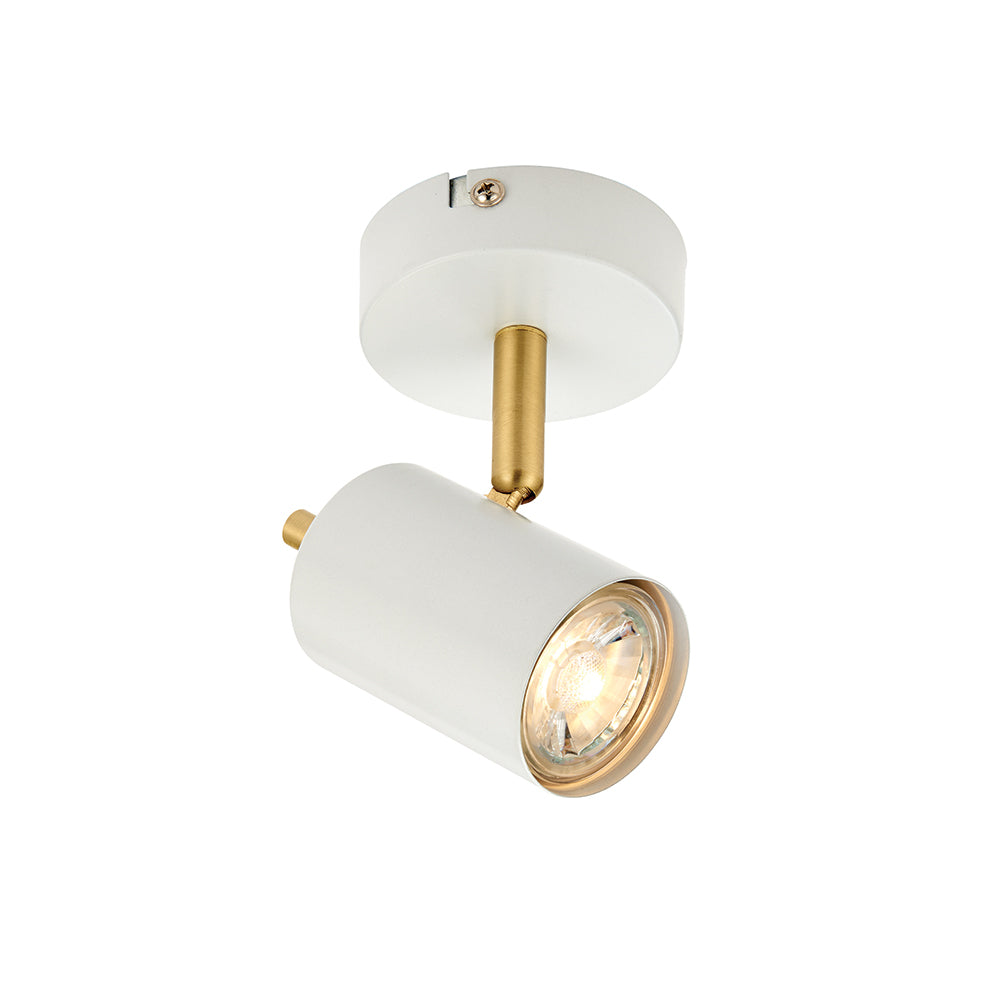 Endon Lighting 59931 Gull 1Lt Spot Matt White Paint & Satin Brass Plate