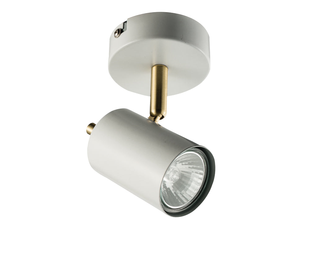 Endon Lighting 59931 Gull 1Lt Spot Matt White Paint & Satin Brass Plate