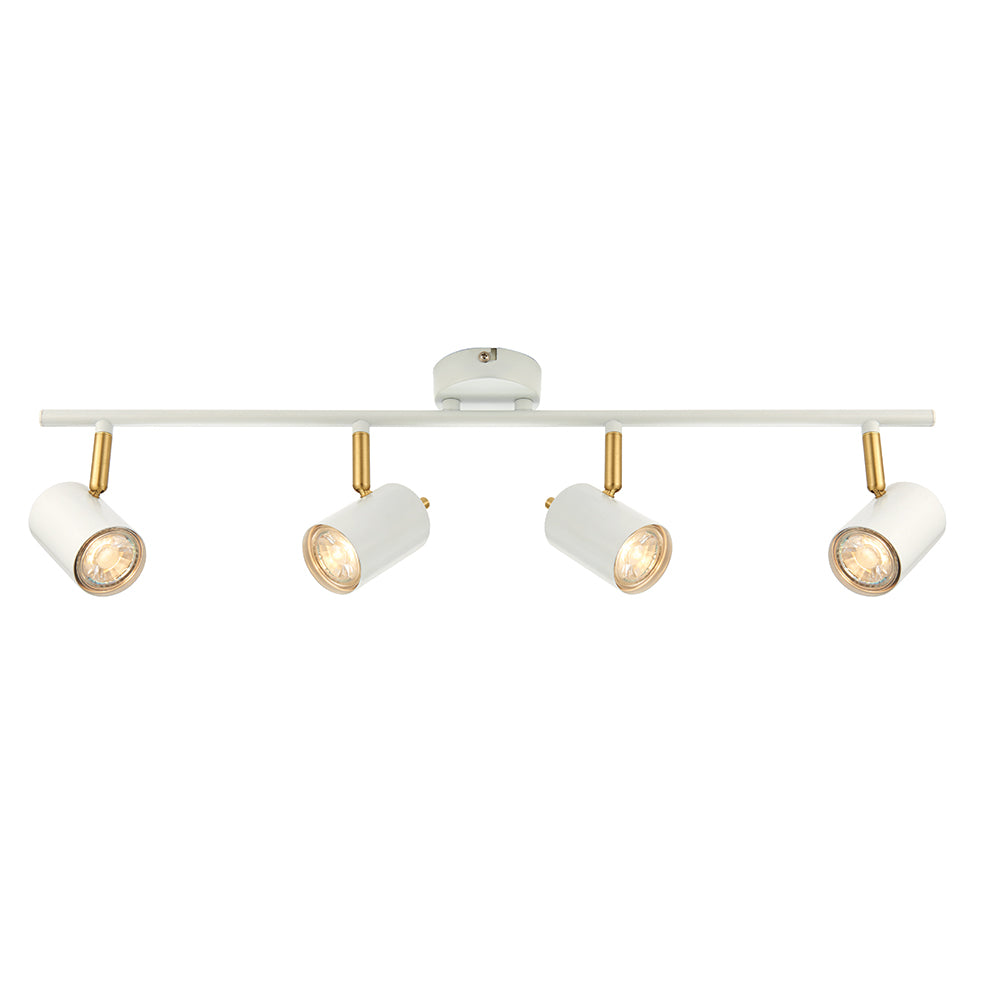 Endon Lighting 59933 Gull 4Lt Spot Matt White Paint & Satin Brass Plate