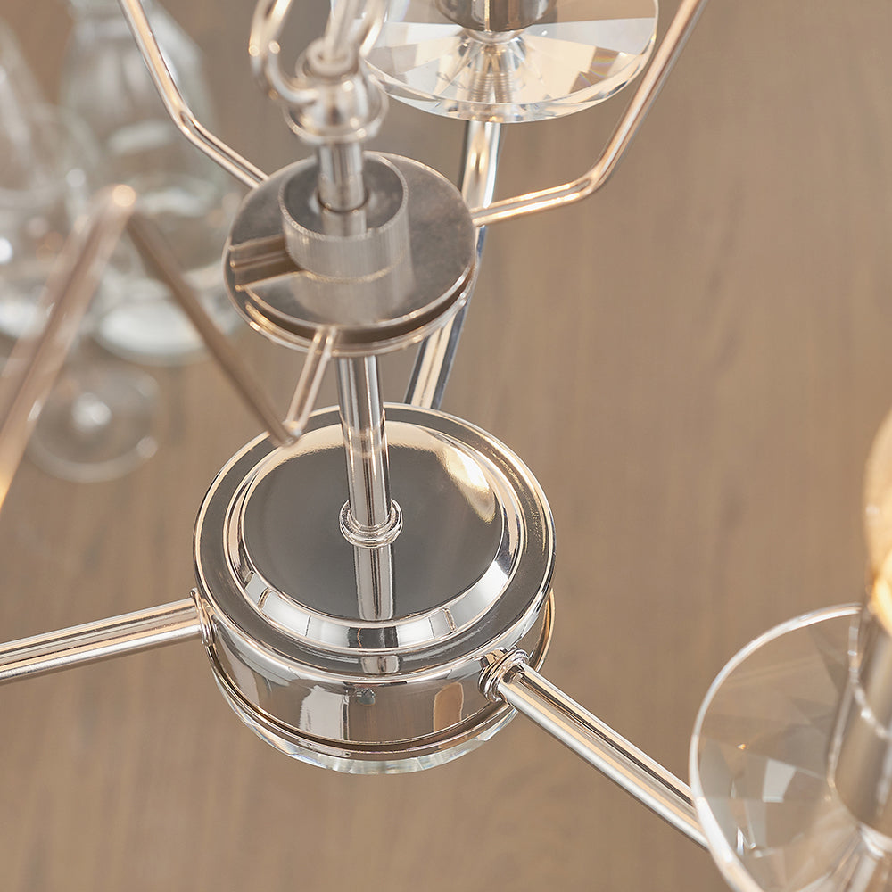 Endon Lighting 60129 Nixon 3Lt Pendant Bright Nickel Plate & Vintage White Fabric