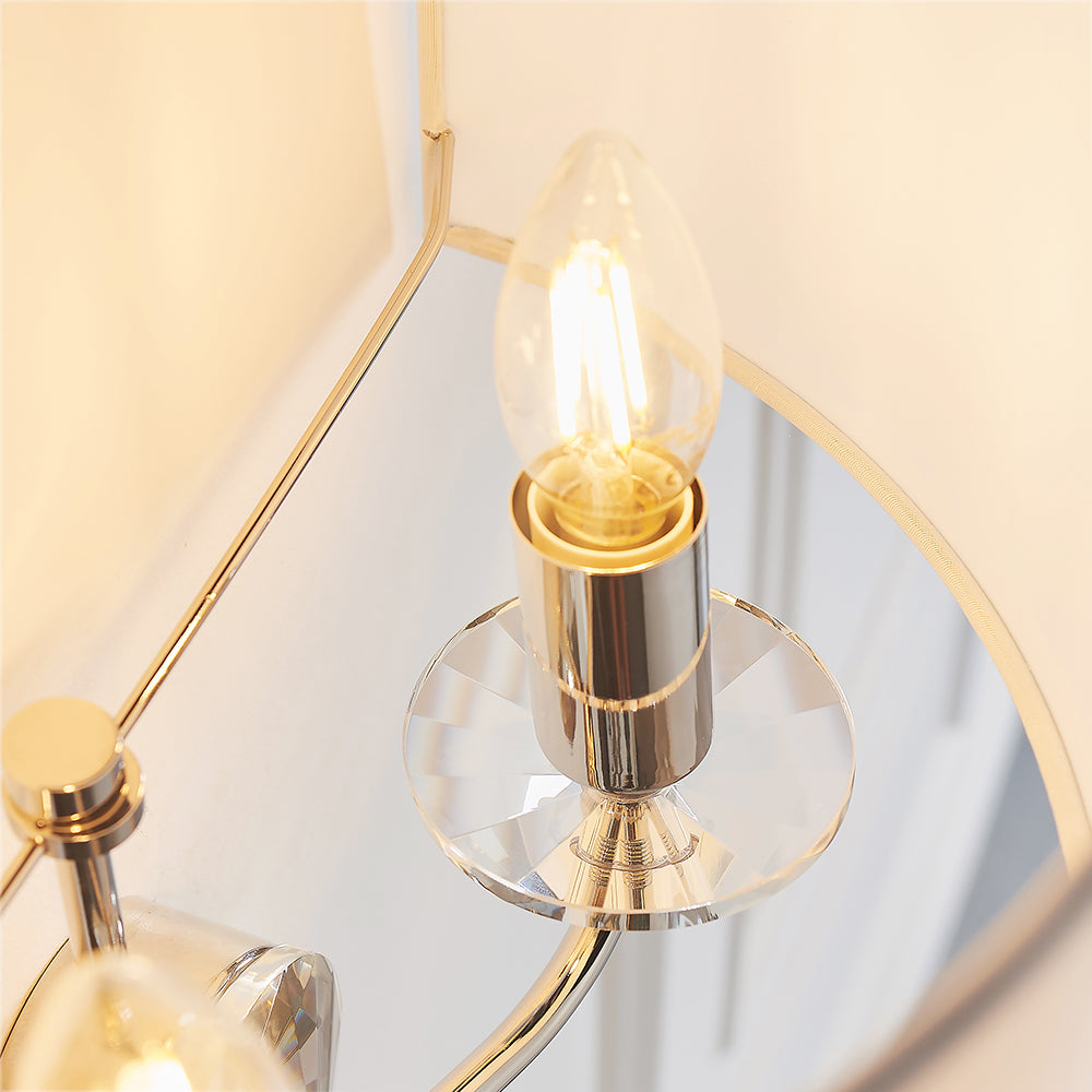 Endon Lighting 60180 Nixon 2Lt Wall Bright Nickel Plate & Vintage White Fabric