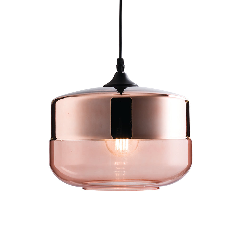 Endon Lighting 60182 Willis 1Lt Pendant Tinted Cognac & Copper Glass