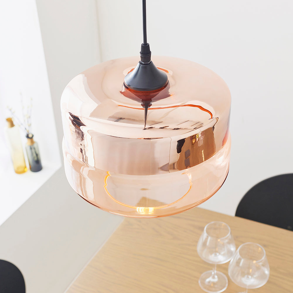 Endon Lighting 60182 Willis 1Lt Pendant Tinted Cognac & Copper Glass