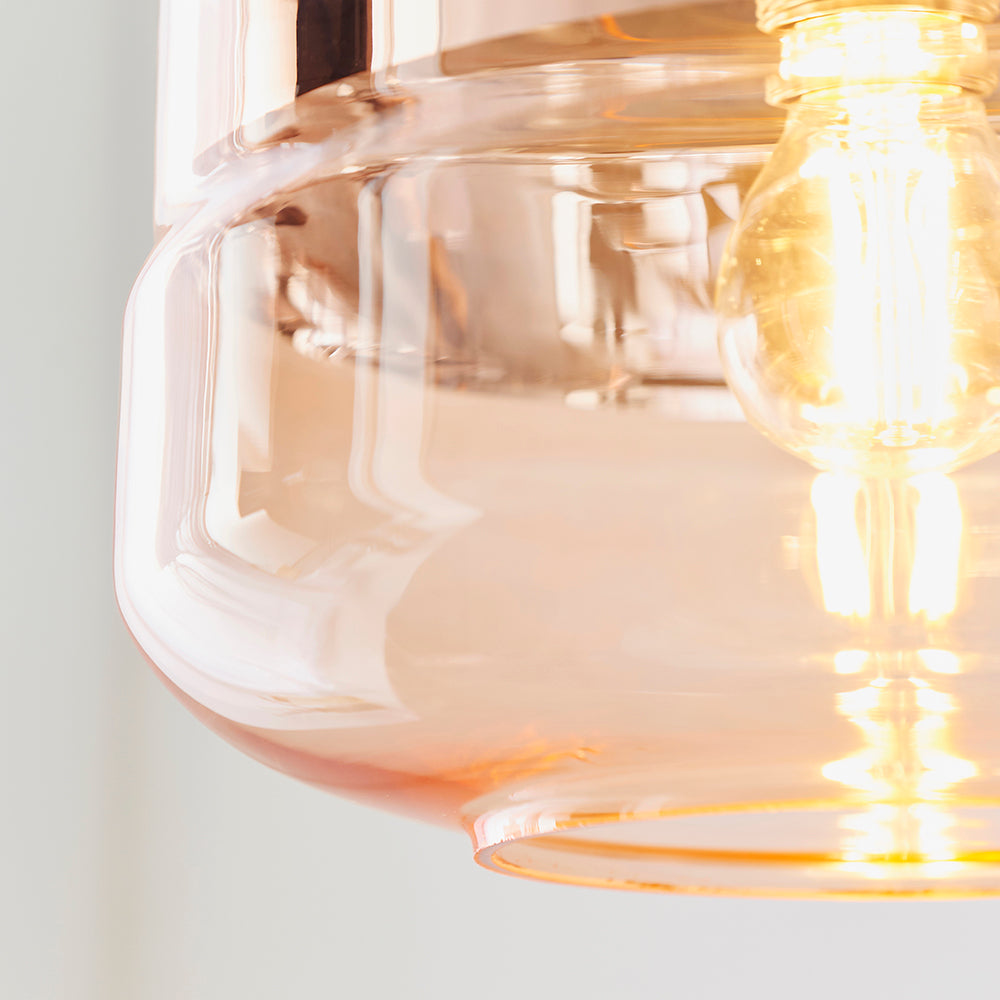 Endon Lighting 60182 Willis 1Lt Pendant Tinted Cognac & Copper Glass