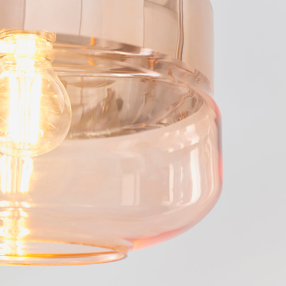 Endon Lighting 60182 Willis 1Lt Pendant Tinted Cognac & Copper Glass