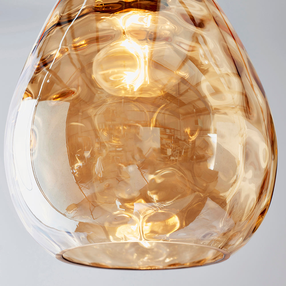 Endon Lighting 60298 Eileen 1Lt Pendant Cognac Rippled Glass