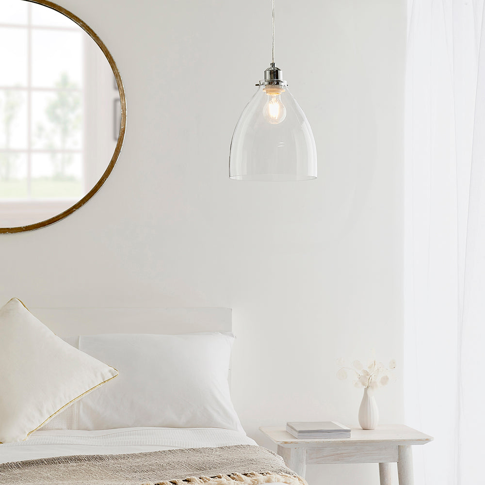 Endon Lighting 60874 Elstow 1Lt Pendant Clear Glass & Chrome Plate