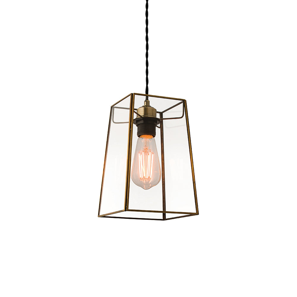 Endon Lighting 60892 Beaumont 1Lt Pendant Clear Glass & Antique Brass Plate
