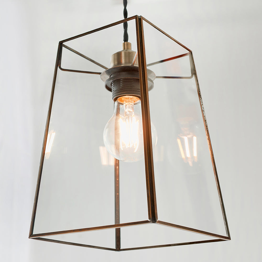 Endon Lighting 60892 Beaumont 1Lt Pendant Clear Glass & Antique Brass Plate