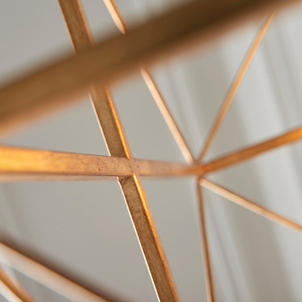 Large gold leaf angular framed multi pendant