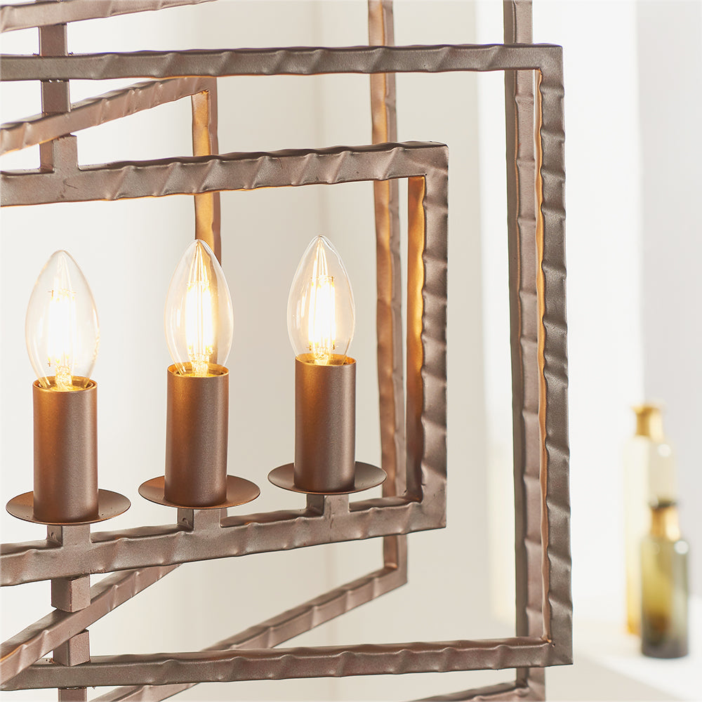 Endon Lighting 61017 Tibbet 5Lt Pendant Aged Hammered Pewter Paint