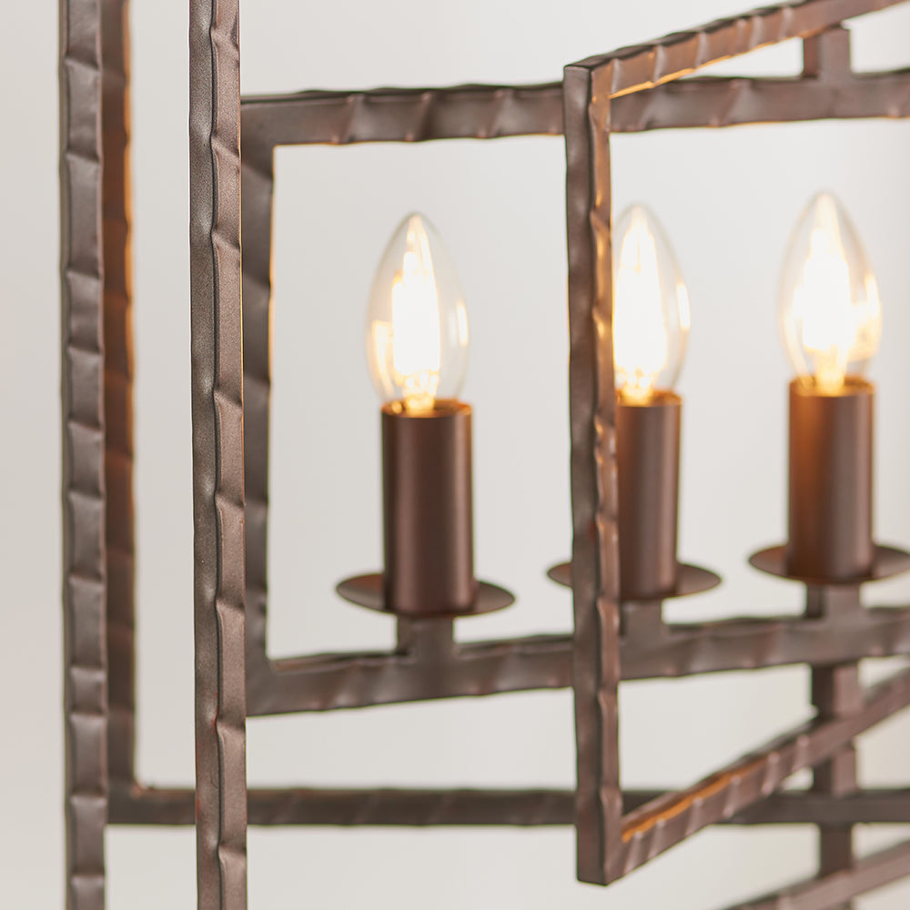 Endon Lighting 61017 Tibbet 5Lt Pendant Aged Hammered Pewter Paint