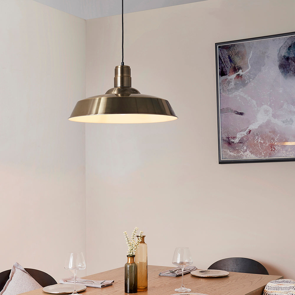 Endon Lighting 61283 Moore 1Lt Pendant Antique Brass Plate