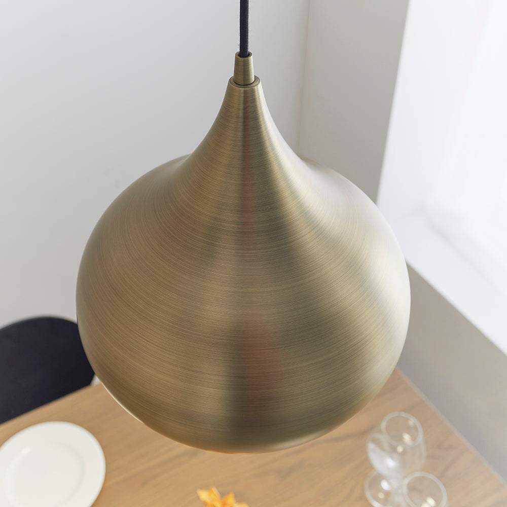 Endon Lighting 61299 Brosnan 1Lt Pendant Matt Antique Brass Paint