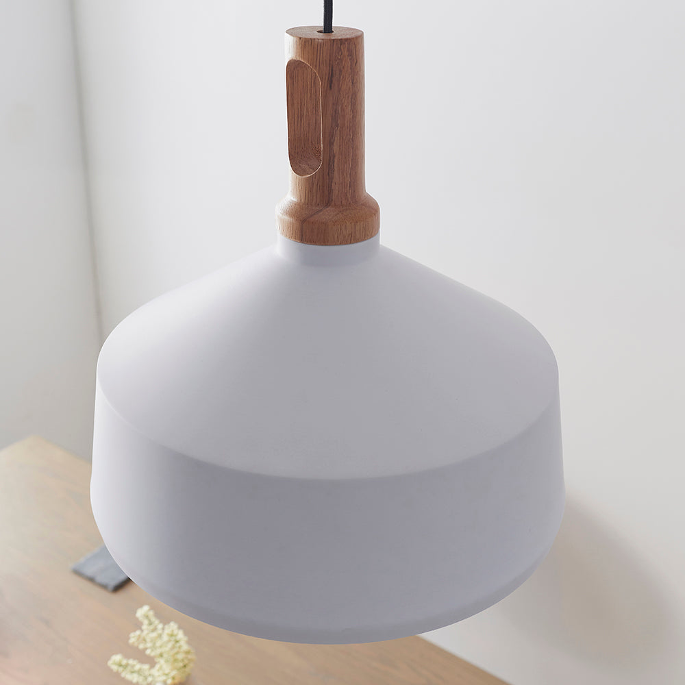 Endon Lighting 61352 Garcia 1Lt Pendant Matt White Paint & Light Wood