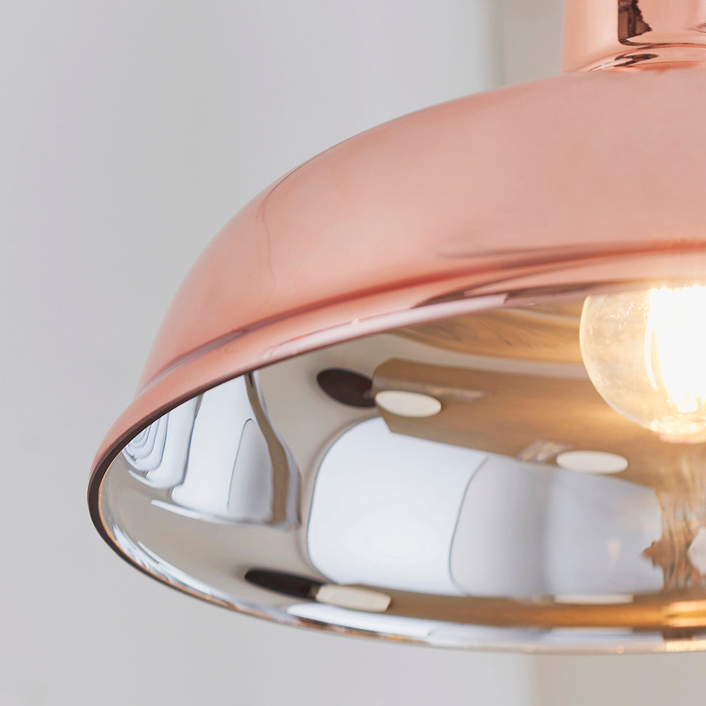 Endon Lighting 61705 Jackman 1Lt Pendant Copper Glass & Copper Plate