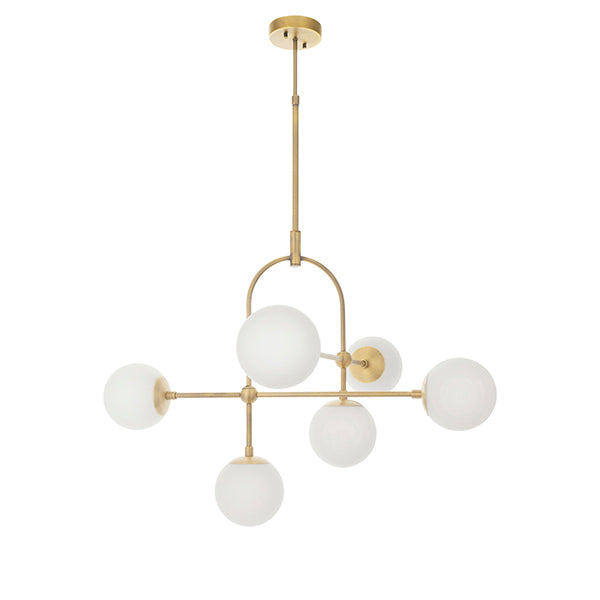 Matt antique brass pendant with opal glass and adjustable stem