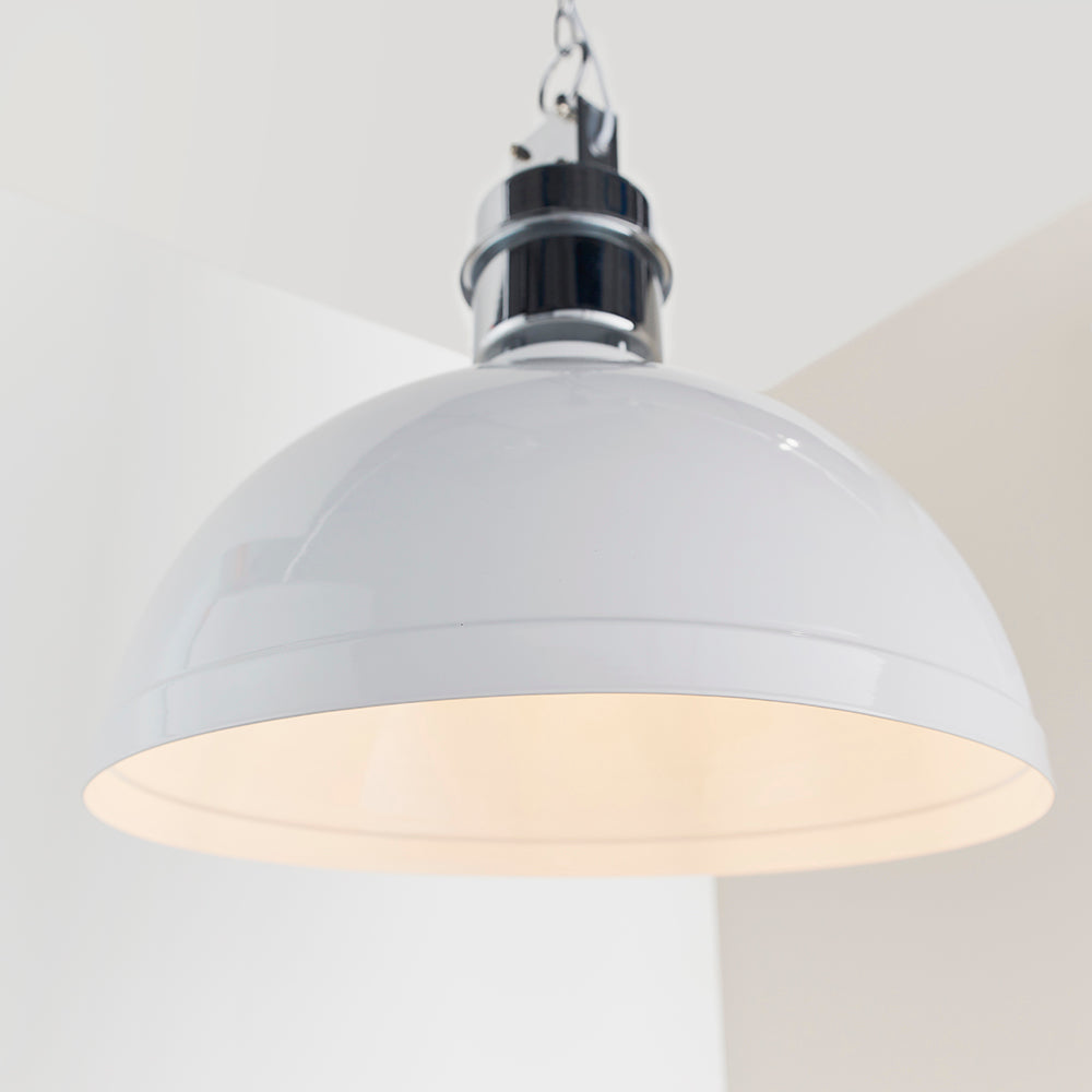 Endon Lighting 67556 Collingham 1Lt Pendant Gloss White & Satin Chrome Plate