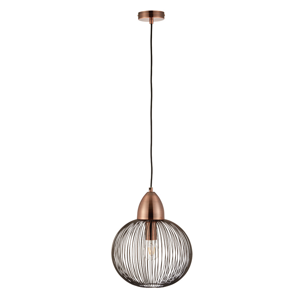 Endon Lighting 68987 Nicola 1Lt Pendant Antique Copper Plate