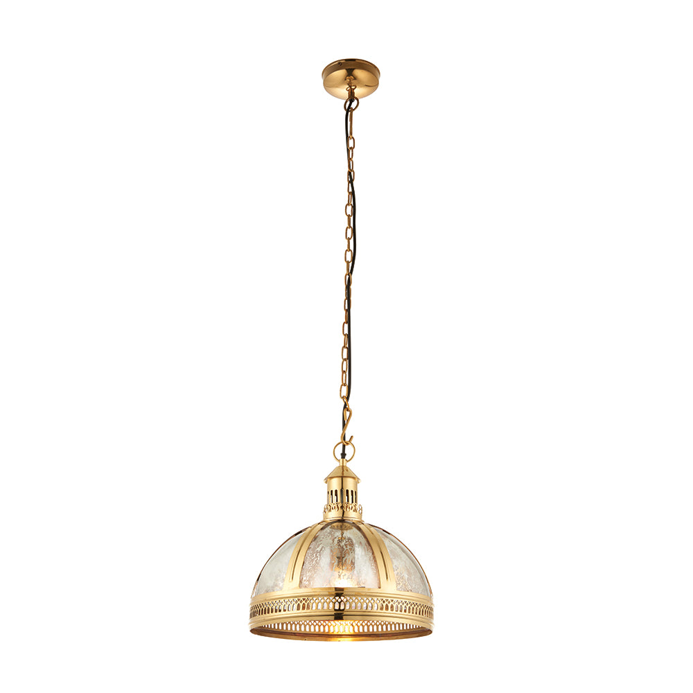 Endon Lighting 69776 Vienna 1Lt Pendant Solid Brass & Mercury Glass