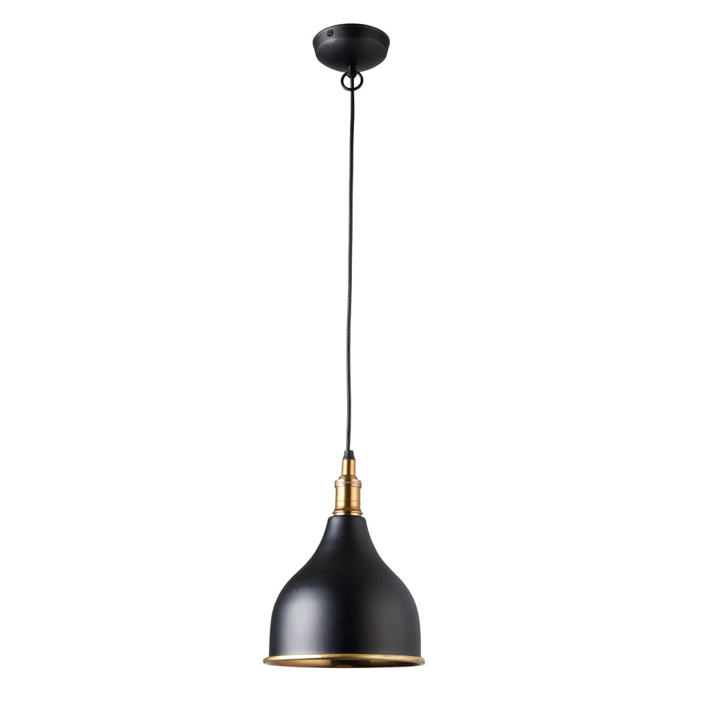 Endon Lighting 69778 Dickens 1Lt Pendant Matt Black & Antique Brass Paint