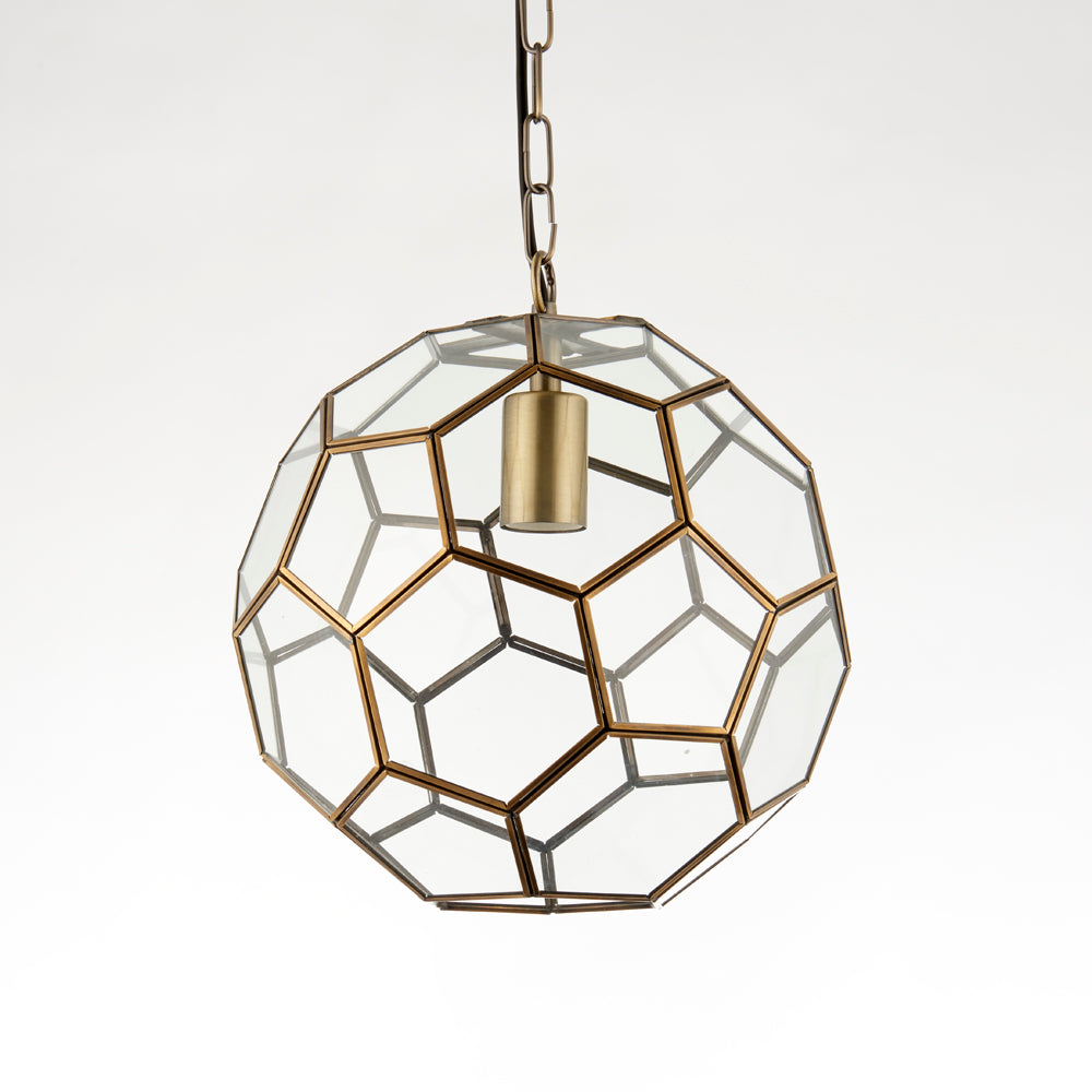Endon Lighting 69784 Miele 1Lt Pendant Antique Brass Plate & Clear Glass