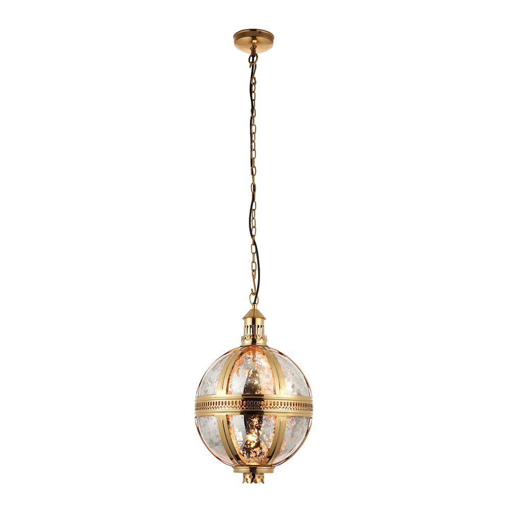 Endon Lighting 70091 Vienna 1Lt Pendant Solid Brass & Mercury Glass