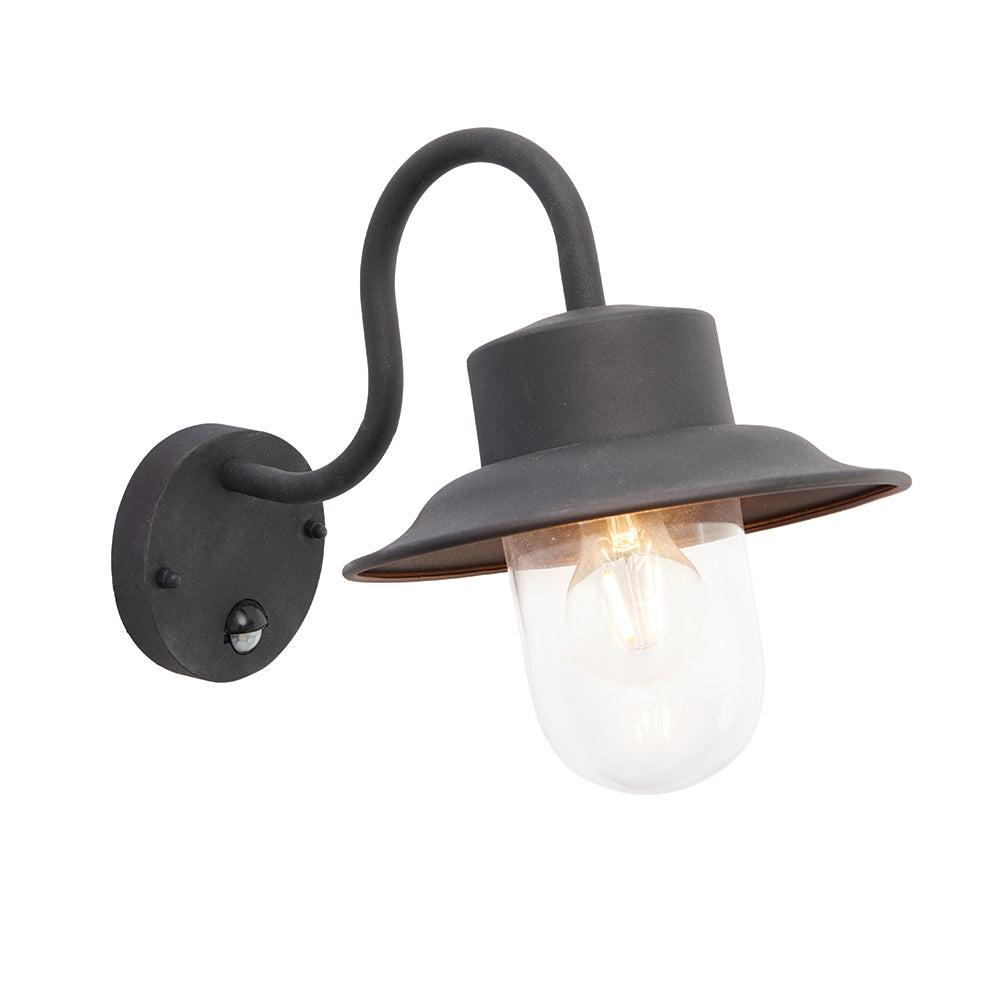 Endon Lighting 70331 Chesham Pir 1Lt Wall Textured Black & Clear Glass