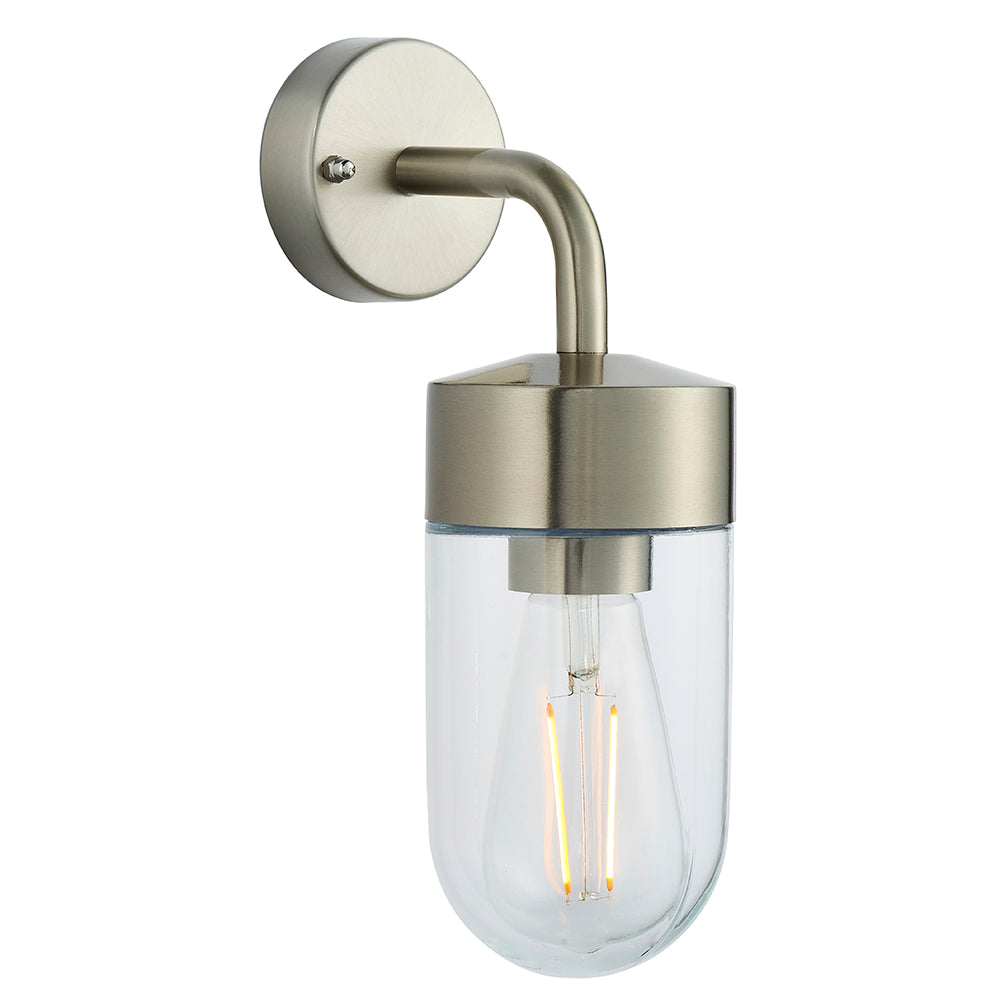 Endon Lighting 71184 North 1Lt Wall Brushed Stainless Steel & Clear Glass