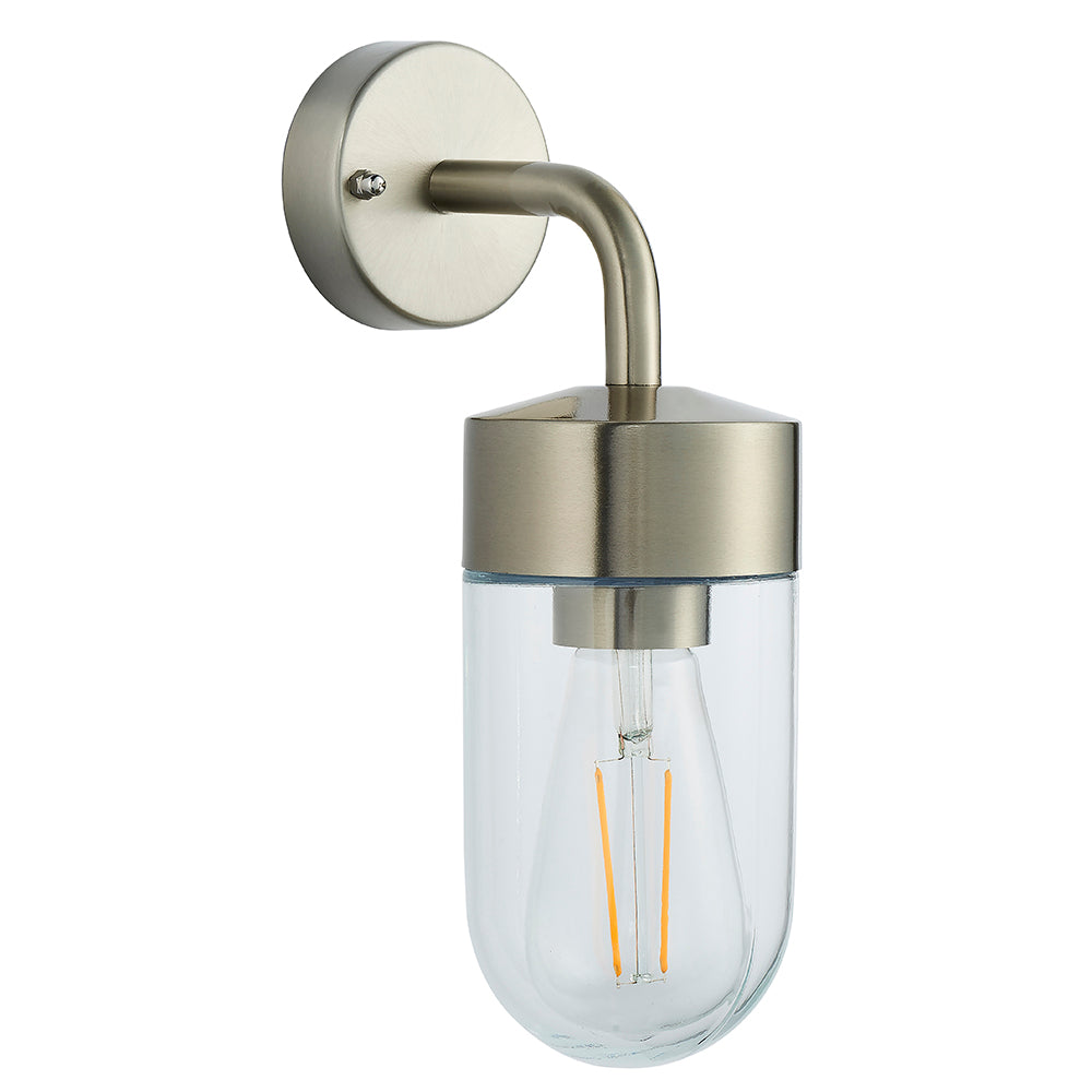 Endon Lighting 71184 North 1Lt Wall Brushed Stainless Steel & Clear Glass