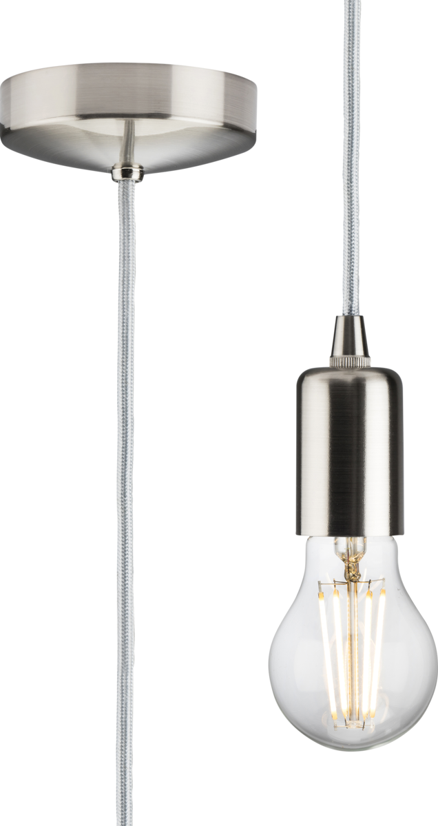 1.8m E27 Contemporary Pendant Set - Brushed Chrome