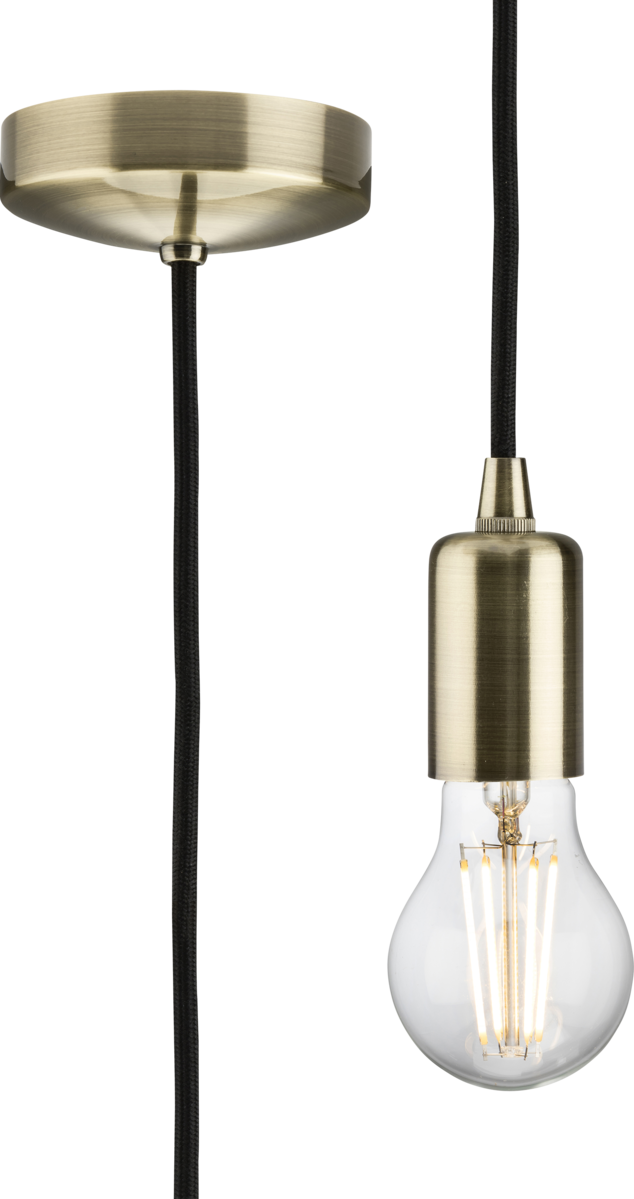 1.8m E27 Contemporary Pendant Set - Antique Brass