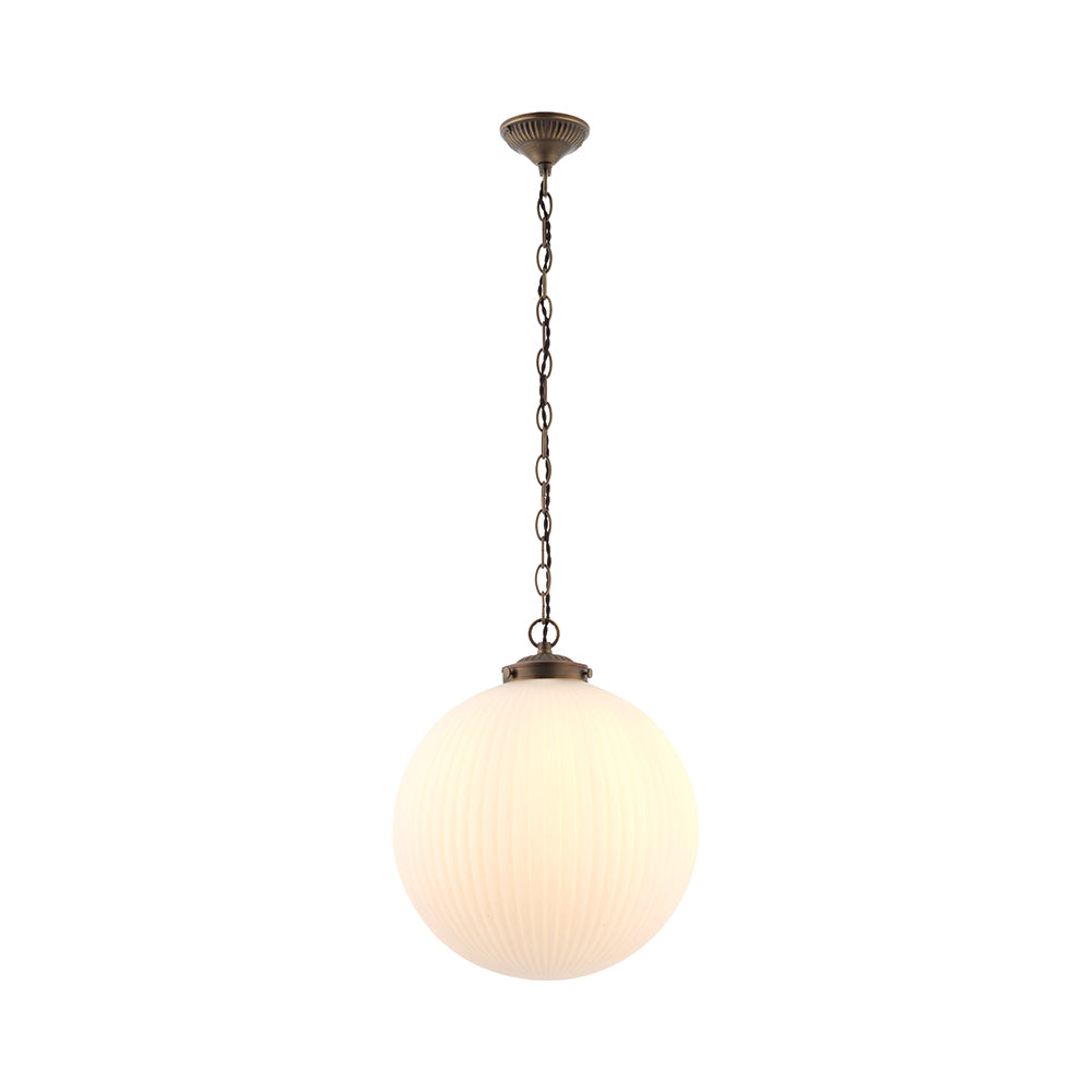 Endon Lighting 72461 Brydon 1Lt Pendant Antique Bronze Plate & Opal Glass