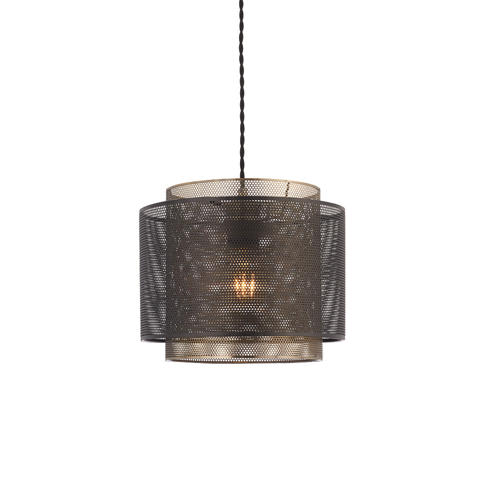 Endon Lighting 72831 Plexus 1Lt Pendant Matt Black & Antique Brass Plate