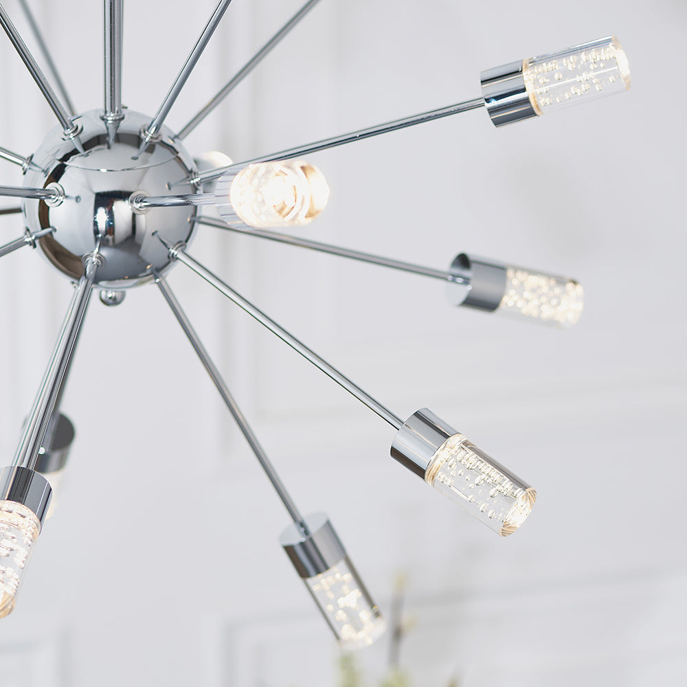 Endon Lighting 73046 Glacier 18Lt Pendant Chrome Plate & Clear Bubble Acrylic