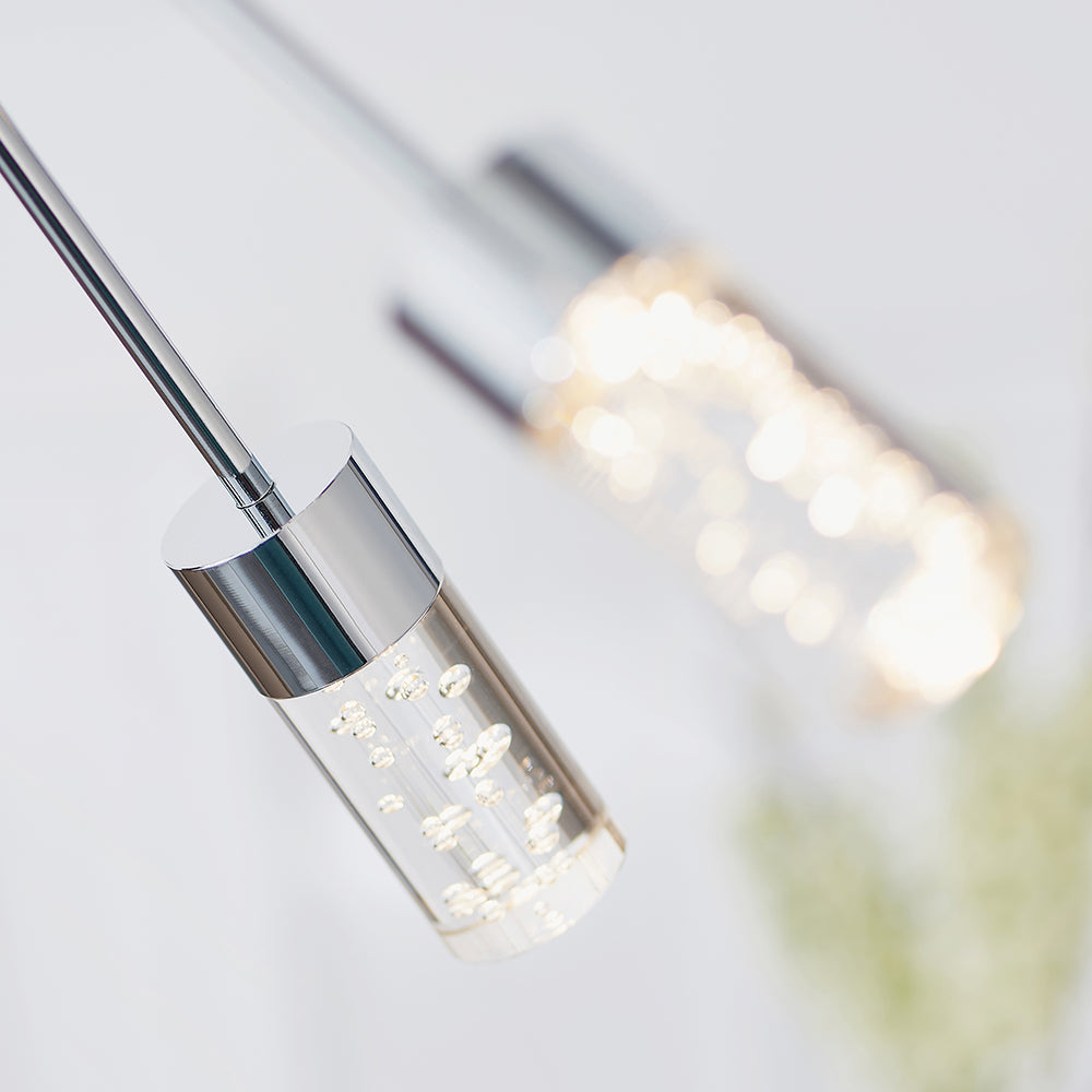 Endon Lighting 73046 Glacier 18Lt Pendant Chrome Plate & Clear Bubble Acrylic