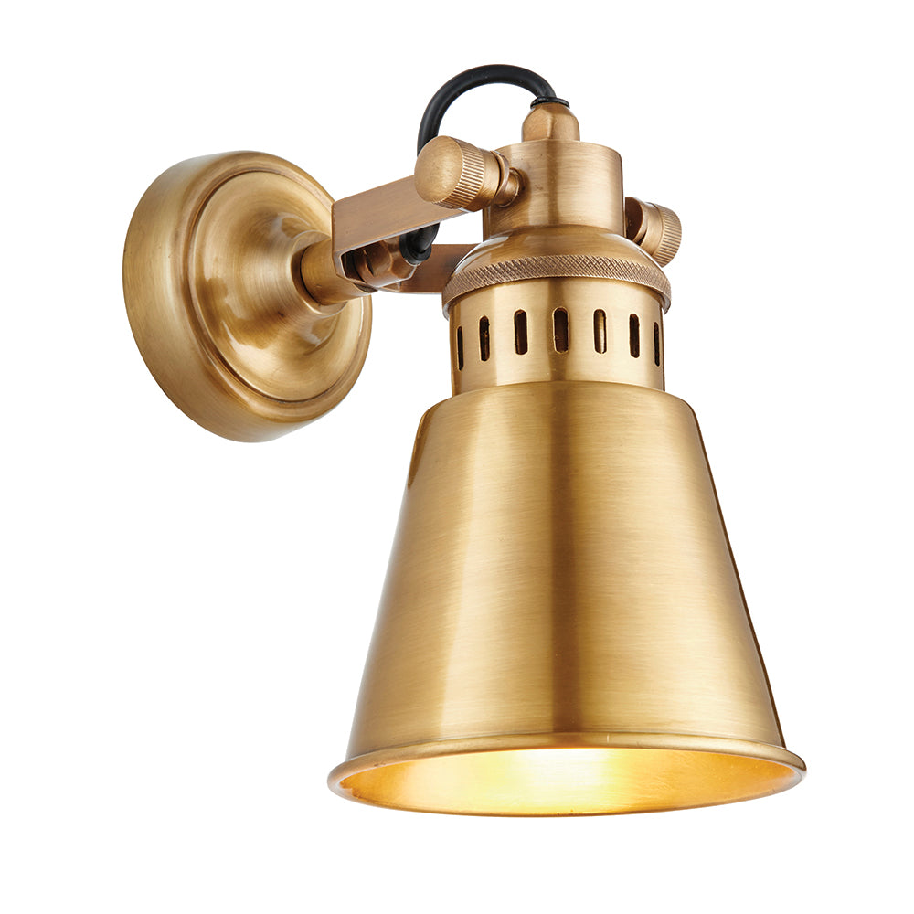 Endon Lighting 73104 Elms 1Lt Wall Antique Solid Brass