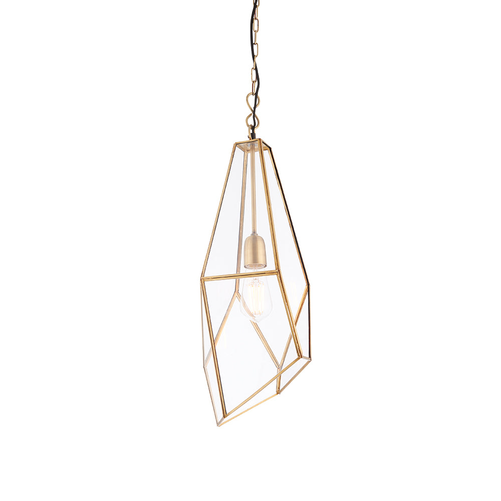 Endon Lighting 73117 Avery 1Lt Pendant Antique Brass Plate & Clear Glass
