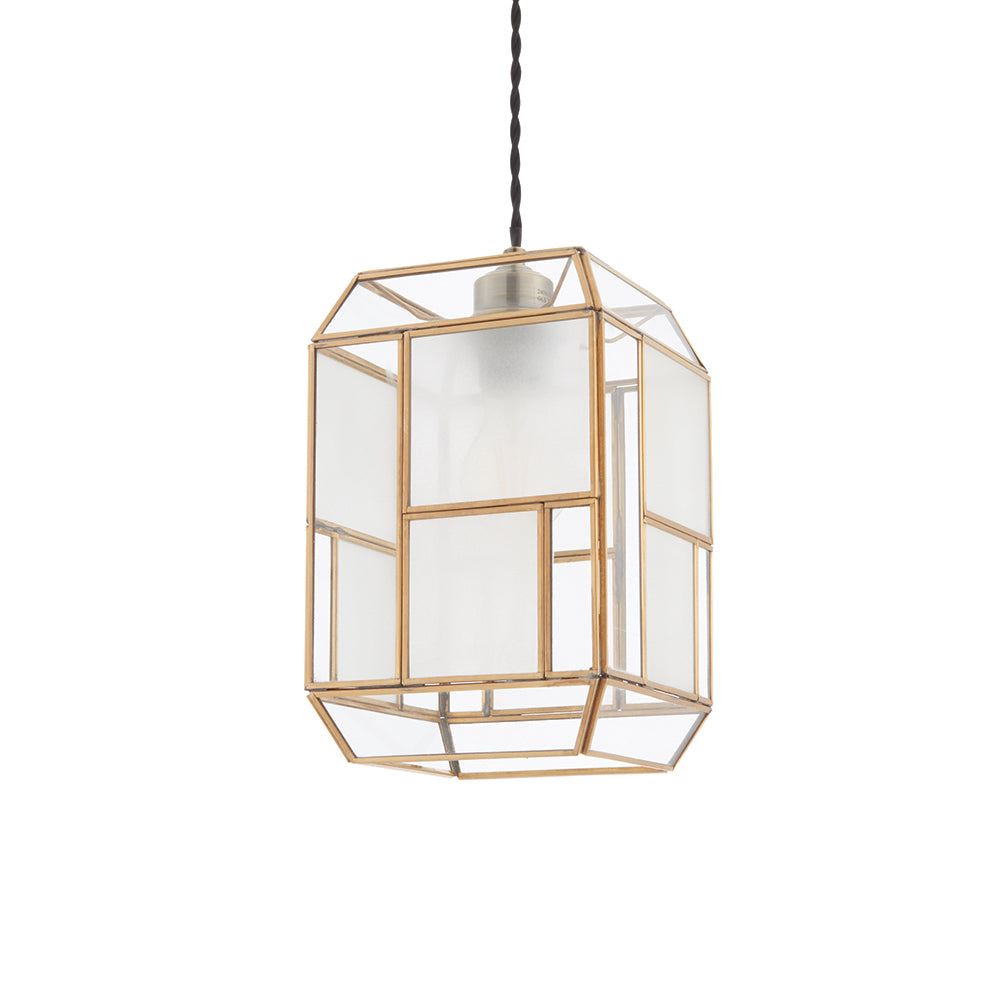 Endon Lighting 73300 Chatsworth 1Lt Pendant Solid Brass & Clear/Frosted Glass