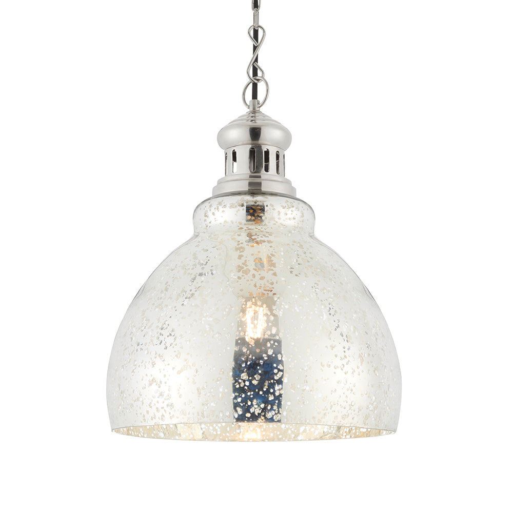 Endon Lighting 73569 Darna 1Lt Pendant Bright Nickel Plate & Mercury Glass