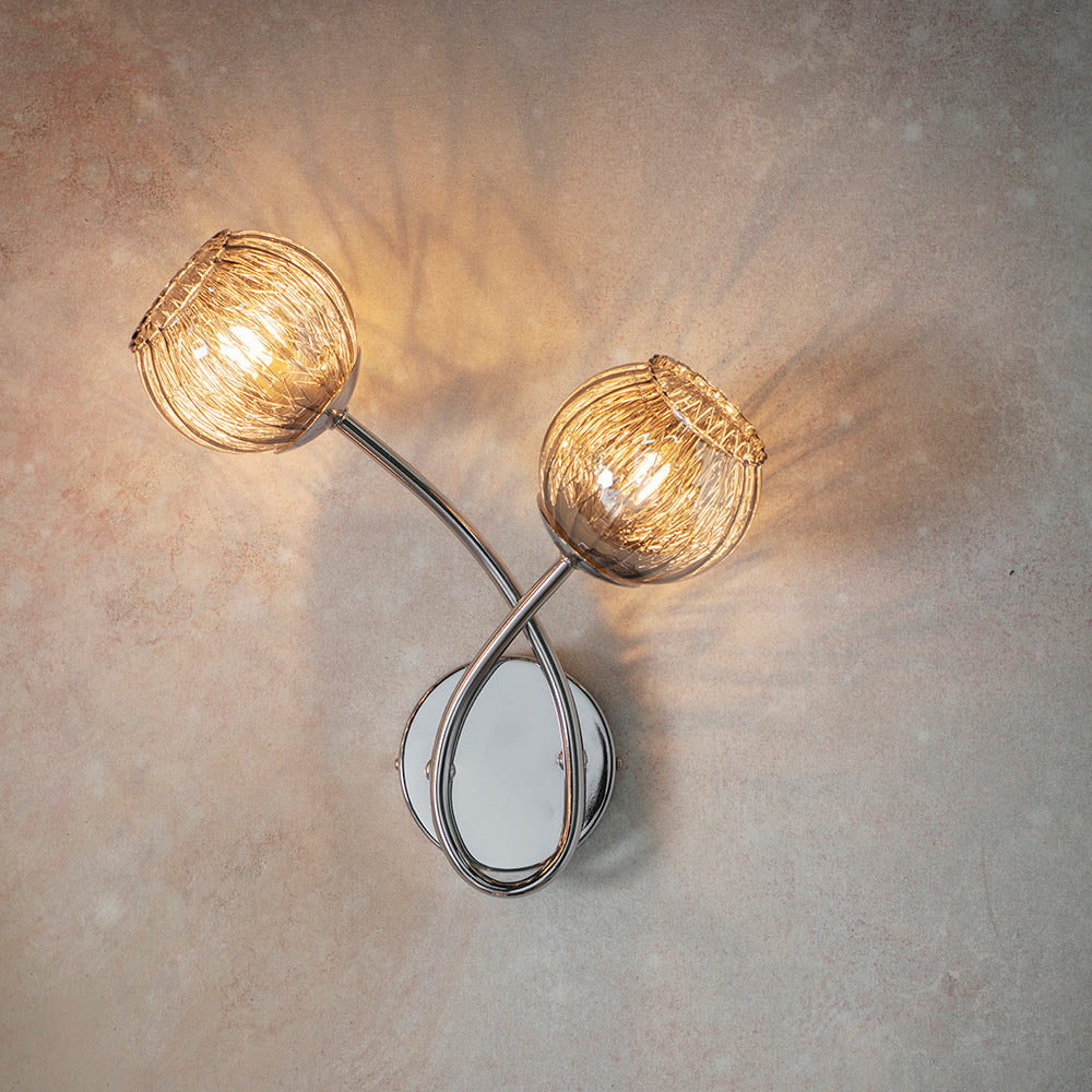 Endon Lighting 73583 Aerith 2Lt Wall Chrome Plate & Smoked Mirror Glass